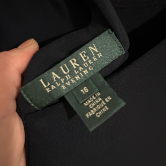 Lauren Ralph Lauren Evening Gown | Navy Blue | Faux Wrap | Size 16 | NWT | A09 - Picture 3 of 12